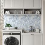 White and Blue Wallpaper Peel and Stick Wallpaper Boho 17.3"×197" Modern Wallpaper Self Adhesive Removable Wall Paper for Bedroom Blue Contact Paper for Cabinets Drawers Shelf Home Decor Vinyl Film