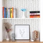 Rugreat Herringbone Peel and Stick Wallpaper Modern Stripe Contact Paper for Cabinets Neutral Self Adhesive Removable Wallpaper for Bedroom Bathroom Waterproof Black and White 393inL17.3inW