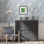 White and Blue Wallpaper Peel and Stick Wallpaper Boho 17.3"×197" Modern Wallpaper Self Adhesive Removable Wall Paper for Bedroom Blue Contact Paper for Cabinets Drawers Shelf Home Decor Vinyl Film