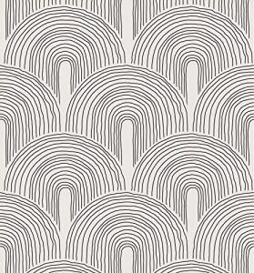 Meihodan Geometric Arch Peel and Stick Wallpaper Black Grey Rainbow Removable Self Adhesive Wallpaper for Bedroom Living Room Wall Decor 17.7in x 9.8ft