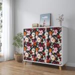 Floral Wallpaper Peel and Stick, Rose Flowers Contact Paper 17.5" x 393.7", Modern Wall Murals Self Adhesive Removable Waterproof for Room Shelves Cabinet Drawer Table Decor (Black, Red, Beige)