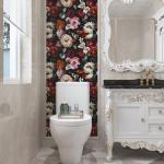 Floral Wallpaper Peel and Stick, Rose Flowers Contact Paper 17.5" x 393.7", Modern Wall Murals Self Adhesive Removable Waterproof for Room Shelves Cabinet Drawer Table Decor (Black, Red, Beige)