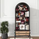 Floral Wallpaper Peel and Stick, Rose Flowers Contact Paper 17.5" x 393.7", Modern Wall Murals Self Adhesive Removable Waterproof for Room Shelves Cabinet Drawer Table Decor (Black, Red, Beige)