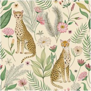 Floralplus Peel and Stick Wallpaper Leopard Jungle Removable Wallpaper for Bathroom Renter Friendly Wallpapers Self Adhesive Animal Floral Contact Paper for Accent Wall 17.5 x 118 in