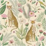 Floralplus Peel and Stick Wallpaper Leopard Jungle Removable Wallpaper for Bathroom Renter Friendly Wallpapers Self Adhesive Animal Floral Contact Paper for Accent Wall 17.5 x 118 in