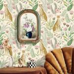 Floralplus Peel and Stick Wallpaper Leopard Jungle Removable Wallpaper for Bathroom Renter Friendly Wallpapers Self Adhesive Animal Floral Contact Paper for Accent Wall 17.5 x 118 in