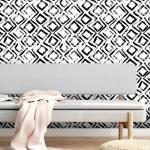 Danmyho Modern Rectangle Pattern Wallpaper Black White Removable Contact Paper Vinyl Geometric Peel and Stick Wallpaper for Bedroom Living Room Bathroom 17.7"x118"