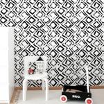 Danmyho Modern Rectangle Pattern Wallpaper Black White Removable Contact Paper Vinyl Geometric Peel and Stick Wallpaper for Bedroom Living Room Bathroom 17.7"x118"