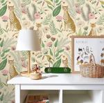 Floralplus Peel and Stick Wallpaper Leopard Jungle Removable Wallpaper for Bathroom Renter Friendly Wallpapers Self Adhesive Animal Floral Contact Paper for Accent Wall 17.5 x 118 in