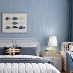 Haimin Grasscloth Wallpaper Textured 24in X 393in Fabric Contact Paper Grey Blue Wall Paper Textured Linen Peel and Stick Self-Adhesive Thick Vinyl Embossed Film Wallpaper (Gray Blue)