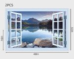 FLFK Fake Window Wall Mural - Landscapes Faux Window Wall Sticker for Wall Decor, Stick and Peel Wall Decals,48"x32",Set of 2 Sheets