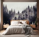 YIHWM -Misty Forest Backdrop Large Fabric Living Room Wallpaper Black Pine Forest Bedroom Bathroom Wall Mural- 91"x65"（ not Peel and Stick）
