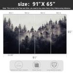 YIHWM -Misty Forest Backdrop Large Fabric Living Room Wallpaper Black Pine Forest Bedroom Bathroom Wall Mural- 91"x65"（ not Peel and Stick）