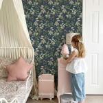 Simon&Siff Vintage Wallpaper Peel and Stick Modern Floral Wall Paper Wildflowers Botanical Contact Paper Removable Renter Friendly Wallpaper 480" x 17.3"