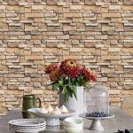 Arthome Rock Wallpaper Peel and Stick 17''x240'' Self Adhesive Contact Paper Waterproof Stone Brick Vinyl Film Wall Paper for Bedroom Living Room Fireplace Backsplash Wall Covering（Brown）