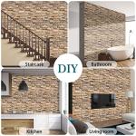 Arthome Rock Wallpaper Peel and Stick 17''x240'' Self Adhesive Contact Paper Waterproof Stone Brick Vinyl Film Wall Paper for Bedroom Living Room Fireplace Backsplash Wall Covering（Brown）