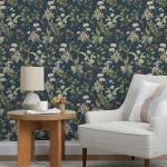 Simon&Siff Vintage Wallpaper Peel and Stick Modern Floral Wall Paper Wildflowers Botanical Contact Paper Removable Renter Friendly Wallpaper 480" x 17.3"