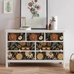 Simon&Siff Boho Wallpaper Peel and Stick, 17.3'' x 480" Sun Floral Retro Removable Contact Paper Dark Botanical Flowers Wall Mural for Decorative Bedroom Bathroom Home Wall