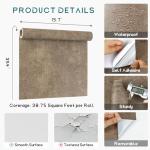 VEELIKE 15.7''x354'' Grunge Metallic Wallpaper Textured Brown Industrial Peel and Stick Wallpaper for Bedroom Living Room Accent Walls Removable Renter Friendly Concrete Vinyl Wallpaper Roll for Walls