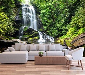 Reyhui 151''x105''Cascading Waterfalls in Forest Wall Mural Large Wallpaper Mural Wall Decor for Bedroom, Living Room, Kids Room(Not Self-Adhesive)