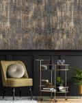 Kamildecor Black Gold Textured Wallpaper Distressed Industrial Metallic Peel and Stick Wallpaper 17.7in x 19.68ft Self Adhesive Contact Paper