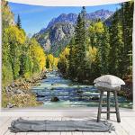 YISURE Extra Large Huge Tapestry 120(W) x 90(L) Inch, Nature Mountain Forest Tapestry, Scenic Green Pine Tree Waterfall Landscape Wall Hanging Tapestries for Home Office Dorm Indoor and Outdoor
