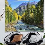 YISURE Extra Large Huge Tapestry 120(W) x 90(L) Inch, Nature Mountain Forest Tapestry, Scenic Green Pine Tree Waterfall Landscape Wall Hanging Tapestries for Home Office Dorm Indoor and Outdoor