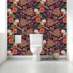 Vividpatch Wallpaper Peel and Stick Floral Wall Paper Removable Waterproof Navy/Pink/Orange Contact Paper for Bedroom, Bathroom,Bathroom, Home Wall 17.3" x 118"