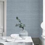 HueBurst Grasscloth Peel and Stick Wallpaper 17.3" x 394" Blue Textured Grasscloth Wall Paper Renter Friendly Wallpaper Self Adhesive Removable for Bathroom Bedroom