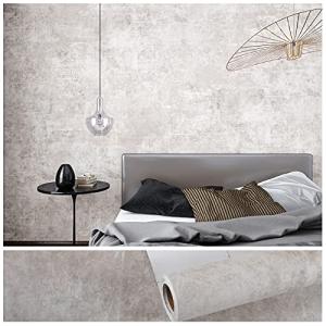 VEELIKE Neutral Concrete Wallpaper Peel and Stick Boho Aesthetic Wallpaper for Bedroom Bathroom 354''x32'' Wide Concrete Contact Paper for Countertops Waterproof Cement Vinyl for Accent Walls Kitchen