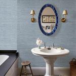 HueBurst Grasscloth Peel and Stick Wallpaper 17.3" x 394" Blue Textured Grasscloth Wall Paper Renter Friendly Wallpaper Self Adhesive Removable for Bathroom Bedroom