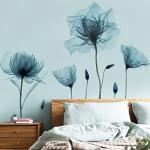 M ACHOOSE Blue Flower Wall Decals Peel and Stick Removable Decal Stick DIY Wall Stickers Murals Home for Bedroom Living Room Classroom Office