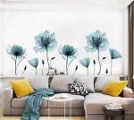 M ACHOOSE Blue Flower Wall Decals Peel and Stick Removable Decal Stick DIY Wall Stickers Murals Home for Bedroom Living Room Classroom Office