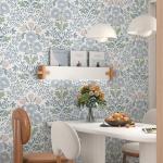 Floral Wallpaper Peel and Stick Wallpaper 17.3"x393" Boho Contact Paper Removable Self Adhesive Wall Paper for Bathroom Bedroom Blue and White Wildflower Wallpapers for Walls Home Decorate Vinyl
