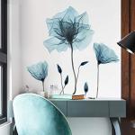 M ACHOOSE Blue Flower Wall Decals Peel and Stick Removable Decal Stick DIY Wall Stickers Murals Home for Bedroom Living Room Classroom Office