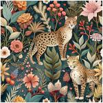 HAOKHOME Forest Peel and Stick Wallpaper Floral Jungle Leopard Animal Forest Removable Stick on Contact Paper for Home Decor Green/Brown/Pink 17.3in x 9.8ft