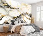 AFZEVEB-Black and Gold Marble Wallpaper Wall murals for Bedroom 136"x96" (Not Peel and Stick)