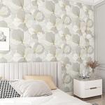 Wallercity Gray/Gold Ginkgo Leaf Wallpaper Peel and Stick Floral Leaves Contact Paper for Countertop Cabinets Vinyl Self Adhesive Waterproof Floral Wallpapers for Bedroom Walls Shelf Liner 17.5x102 IN