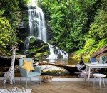 Reyhui 151''x105''Cascading Waterfalls in Forest Wall Mural Large Wallpaper Mural Wall Decor for Bedroom, Living Room, Kids Room(Not Self-Adhesive)