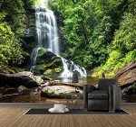 Reyhui 151''x105''Cascading Waterfalls in Forest Wall Mural Large Wallpaper Mural Wall Decor for Bedroom, Living Room, Kids Room(Not Self-Adhesive)