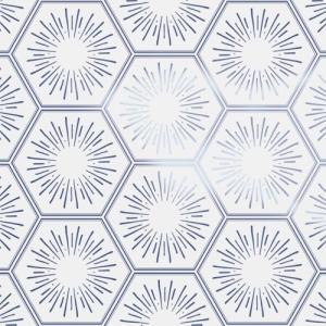 Tempaper Metallic Blue Hello Sunshine Removable Peel and Stick Wallpaper, 20.5 in X 16.5 ft, Made in The USA