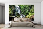 Reyhui 151''x105''Cascading Waterfalls in Forest Wall Mural Large Wallpaper Mural Wall Decor for Bedroom, Living Room, Kids Room(Not Self-Adhesive)