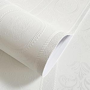 JiffDiff Wallpaper Peel and Stick Textured,3D Embossed Wall Paper Stick on Wallpaper Modern Waterproof Self Adhesive Contact Paper(17.3" x 120",White)