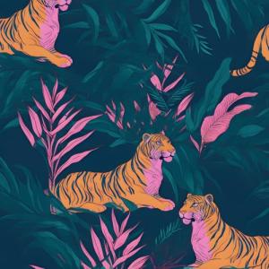 BOKEBEVE Tiger Wallpaper Peel and Stick Tropical Contact Paper Jungle Animal Boho Vintage Renter Friendly Wall Paper for Drawer Wall Countertop Cabinet Removable 17.5 x 118In