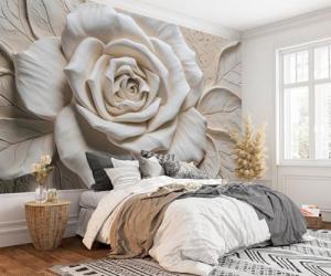 AFZEVEB-3D Rose Flower Wallpaper Large Floral Wall murals for Bedroom 114"x74"(Not Peel and Stick)