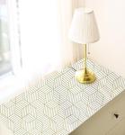 CiCiwind 15.7"x472" White and Gold Peel and Stick Wallpaper Gold Striped Hexagon Contact Paper Removable Self Adhesive Wall Paper Geometric Vinyl Roll for Bathroom Bedroom Wall Decor Upgrade