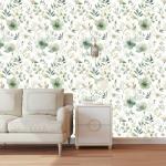 Akodm Sage Green Floral Peel and Stick Wallpaper Self Adhesive Removable Modern for Bedroom Accent Wall Renter Friendly Thick Watercolor Natural Flower Wallpaper 17.7" x 118"
