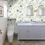 Akodm Sage Green Floral Peel and Stick Wallpaper Self Adhesive Removable Modern for Bedroom Accent Wall Renter Friendly Thick Watercolor Natural Flower Wallpaper 17.7" x 118"