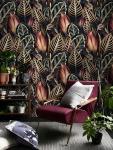 Luvdecor Wallpaper Peel and Stick Boho Dark Floral Wallpaper for Bedroom Bathroom Removable Leaf Botanical Wallpapers Stick On Contact Paper for Accent Wall Home Decor 17.5 x 118 in