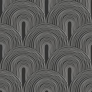 VEELIKE Black Geometric Wallpaper Peel and Stick Boho Art Deco Wallpaper Mural 17.7''x354'' Adhesive Removable Scandinavian Wallpaper for Bedroom Living Room Modern Contact Paper for Accent Wall
